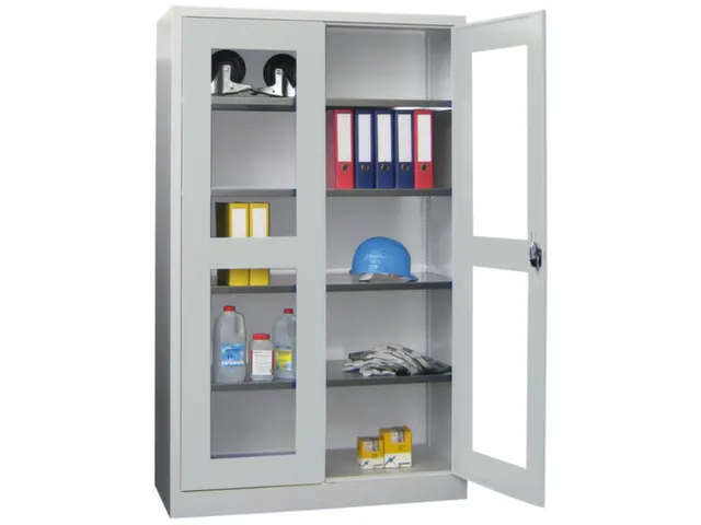 universele kast 1950x1200x500mm 4xStalen bodem cil.slot sokkel RAL7035