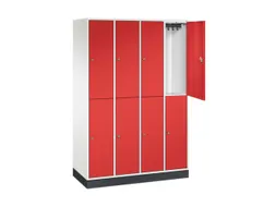 Dubbeldekse garderobekast,HxBxD 1950x1220x500mm,4x2vak.,vak B 260mm