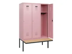 locker met bank,HxBxD 1950x1200x815mm,3vak,vak B 400mm,cilinderslot