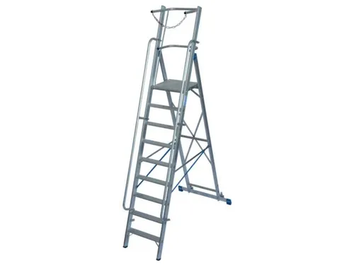 verrijdbare treden-platformladder eenzijdig 9treden stand H 2 1m