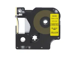 Labeltape Dymo Compatible 45018 D1 12mmx7m Zwart Op Geel