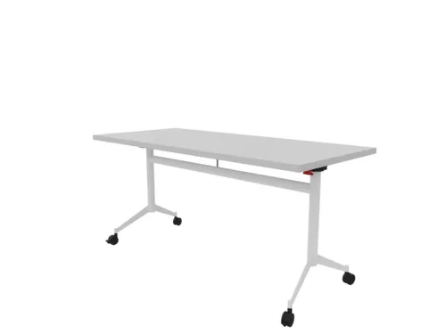 klaptafel,HxBxD 750x1600x700mm,hoekig,T-voet wit,ovale buis,blad grijs