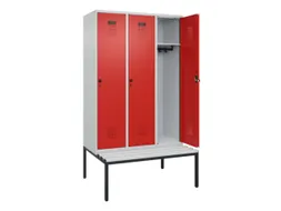 locker met bank,HxBxD 2120x1200x815mm,3vak,vak B 400mm,draaigrendel