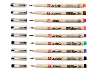 Viltstift met brushpen Bruynzeel Sakura Pigma etui 9 kleuren assorti - 3