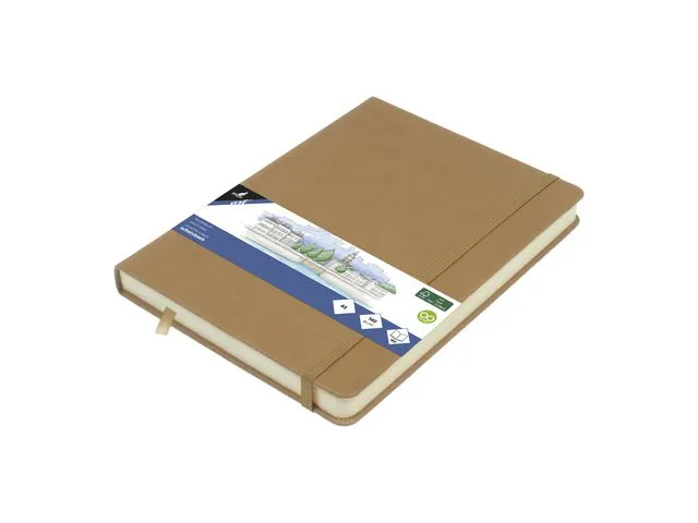 Schetsboek Kangaro A5 taupe PU HC 80 vel 140gr roomwit met elastiek en