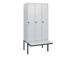 locker met bank,HxBxD 1950x900x815mm,3vak,vak B 300mm,draaigrendel