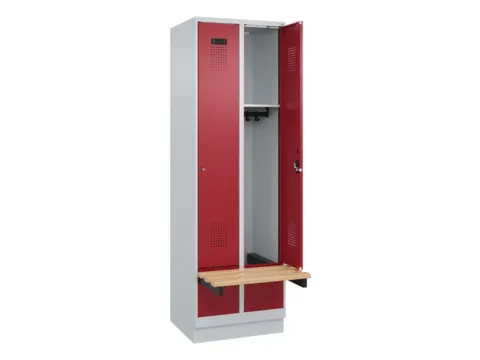 locker met bank,HxBxD 1950x600x815mm,2vak,vak B 300mm,cilinderslot