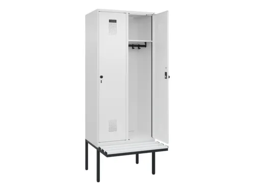 locker met bank,HxBxD 2120x800x815mm,2vak,vak B 400mm,draaigrendel