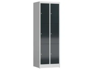 Lockerkast 1800x590x500mm 2x3 vakken cilinderslot, sokkel, RAL7016 - 1
