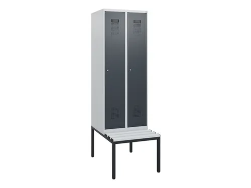 locker met bank,HxBxD 1950x600x815mm,2vak,vak B 300mm,cilinderslot