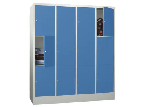 lockerkast,HxBxD 1850x1600x500mm,4x3vakken,RAL7035,front RAL5012