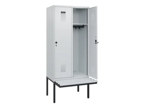locker met bank,HxBxD 1950x800x815mm,2vak,vak B 400mm,draaigrendel