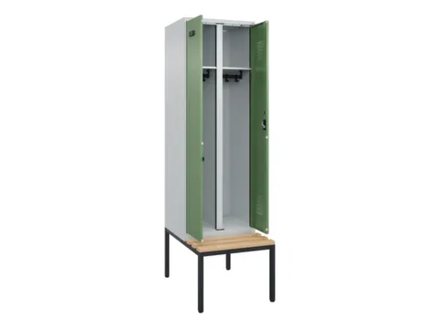 locker met bank,voor scheiding van kleding,HxBxD 2120x600x815mm,2vak