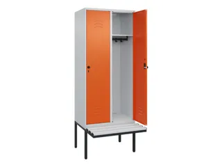 locker met bank,HxBxD 2120x800x815mm,2vak,vak B 400mm,draaigrendel - 2