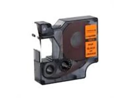 S0718490 Rhino Vinyltape 12mm, Zwart Op Oranje