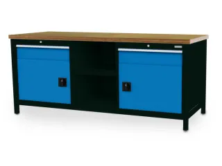 werkbank,HxBxD 860x2000x750mm,onderstel RAL9005,fronten RAL5012 - 2