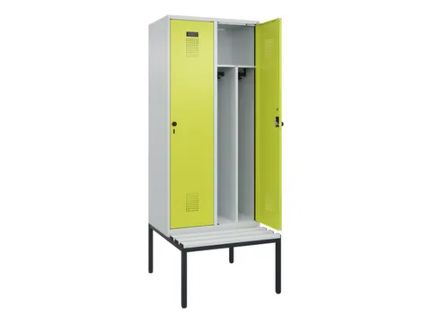 locker met bank,voor scheiding van kleding,HxBxD 2120x800x815mm,2vak