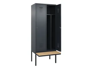 locker met bank,voor scheiding van kleding,HxBxD 2120x800x815mm,2vak - 1
