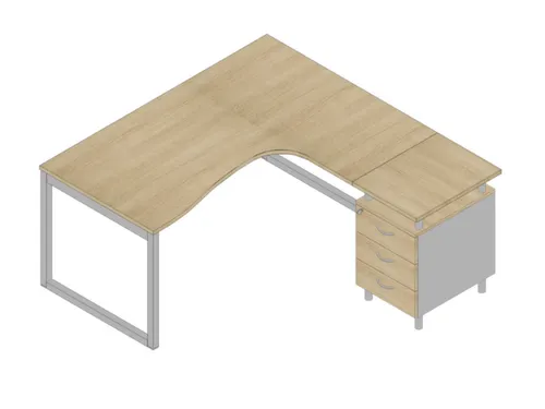 Bureauset Bureau Staand Ladeblok Rechts 730x1600x1650mm Eiken Zilver
