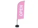 Promotievlag Alu Wind complete set "OPEN" Roze ECO printmateriaal
