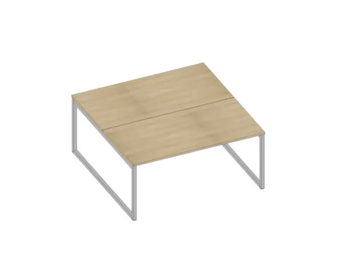 benchtafel,HxBxD 730x1600x1600mm,blad eiken,sledeframe aluminium