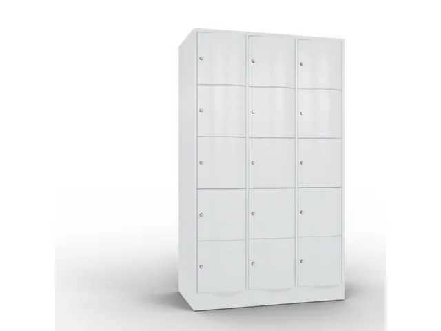 lockerkast cil.slot 1950x1150x640mm 3x5 vakken RAL7035 front RAL7035