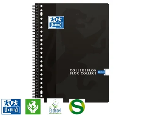 Collegeblok Oxford A4 23-Gaats Lijn 80vel Zwart