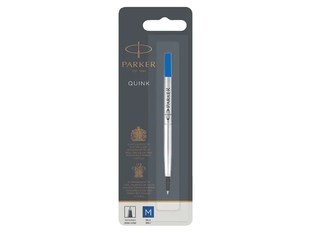 Rollerpenvulling Parker Quink medium blauw blister à 1 stuk