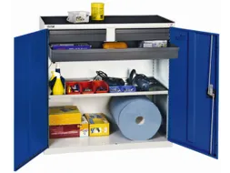 Gereedschapskast 1000x1000x513mm 2legborden 3laden Ral7035 Ral5010