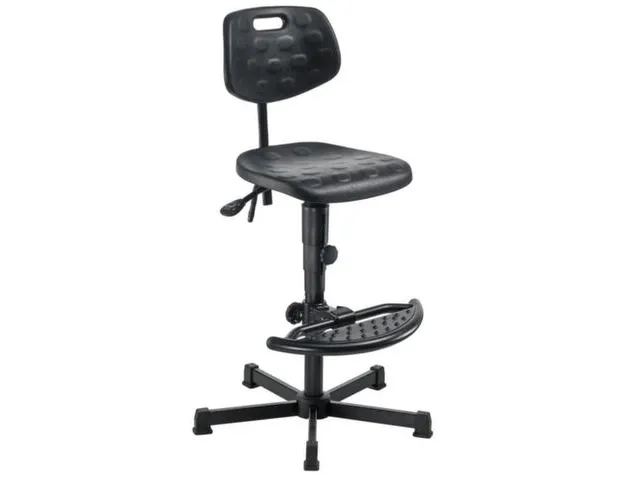 Werkplaatsstoel,standaardzitting zwart,PU-schuim,zitting H 660-900mm