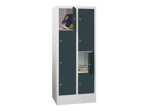 lockerkast,HxBxD 1518x600x500mm,2x4vakken,RAL7035,front RAL7016