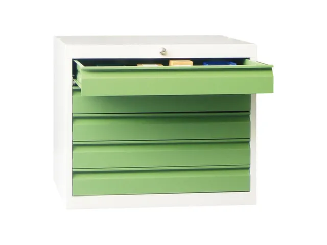 ladekast 600x715x600mm 5laden cilinderslot RAL7035 front RAL6011