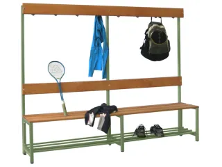 Omkleedbank LxB 2000x400mm Houten Latten m. Schoenenrek Haken Ral6011 - 2