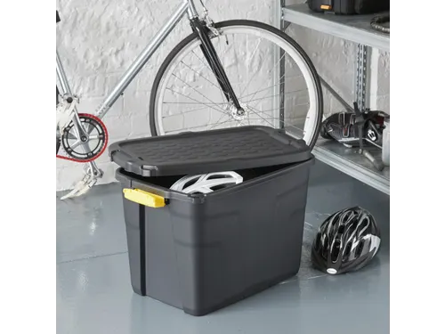 Robuuste Opbergbox 60 Liter Zwart Met Handgrepen