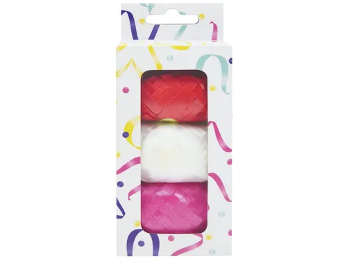 Lint set à 3 kleuren rood, wit en roze