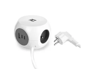 Stekkerblok ACT 3 voudig inclusief 2x USB C/A 1.5 meter wit/grijs FR/B - 1