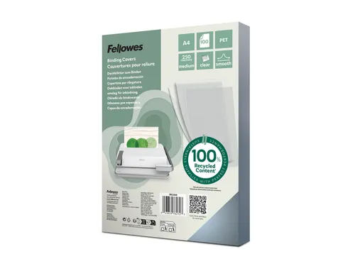 Voorblad Fellowes A4 PET 250 micron recycled transparant