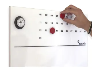 Whiteboard Rocada Skinclock 55x75cm wit gelakt met klok en kalender - 6