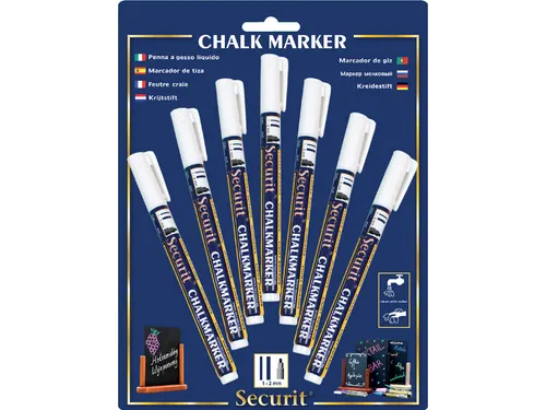 Krijtstift Securit Sma-100 Rond 1-2mm Wit 7 Stuks