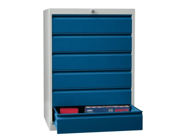 ladekast 1000x1023x600mm 6laden cilinderslot RAL7035 front RAL5010