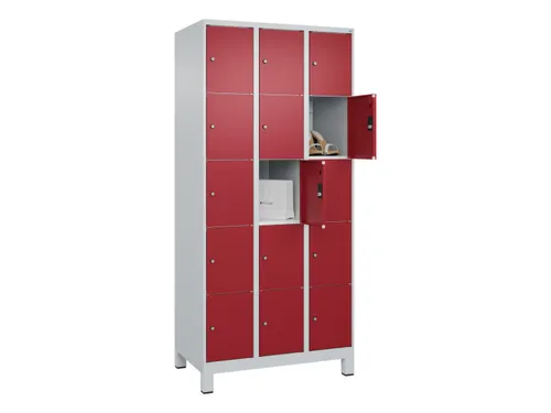 lockerkast,HxBxD 1950x900x500mm,3x5vakken,vak B 300mm,cil.-slot,voeten