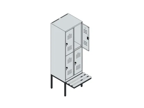 Dubbeldekse dekenkist,HxBxD 1950x600x815mm,2x2vak.,vak B 300mm