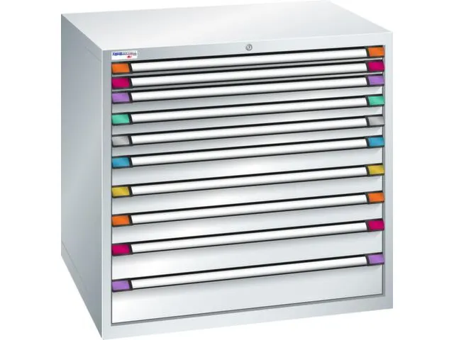 ladekast HxBxD 1000x1005x695mm 10laden RAL7035 front RAL7035