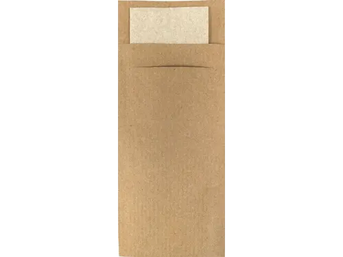 Bestekzakje IEZZY 190x85mm kraft met gerecycled servet 500 stuks