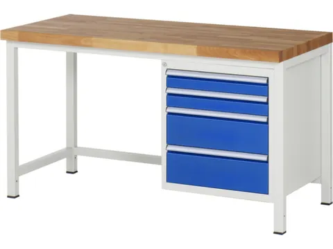 werkbank,HxBxD 840-1040x1500x700mm,beukblad,draagverm. 1250kg,4voeten