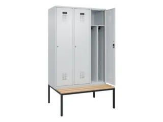 locker met bank,voor scheiding van kleding,HxBxD 2120x1200x815mm,3vak - 1