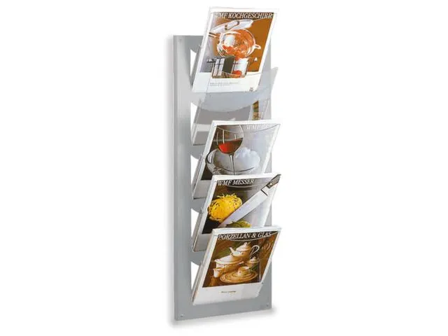 wandfolderhouder HxBxD 900x300x170mm 5xDIN A4 transparant zilver