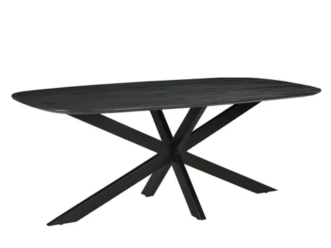 Vergadertafel Harper Deens Ovaal 200x100cm Zwart blad met Spinpoot