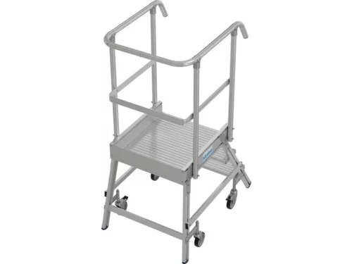 bordestrap,verrijdbaar,bordes H 0,75m,3treden,aluminium,4zwenkwielen