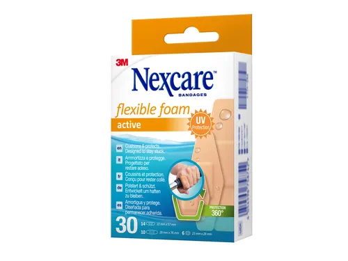 Wondpleister Nexcare active flexible foam waterbestendig 30 stuks asso